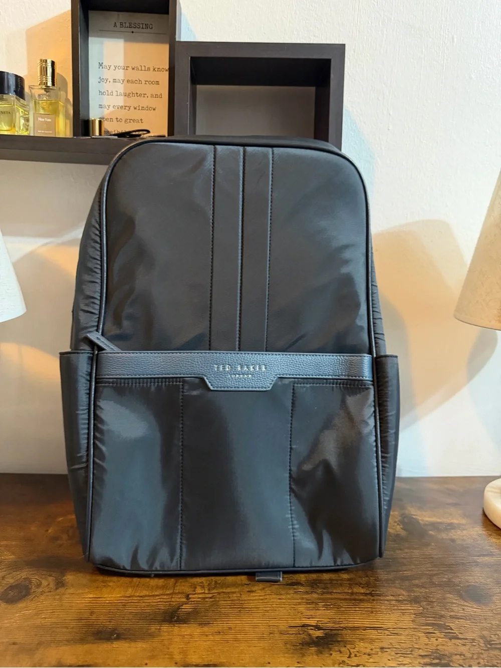 Ted Baker London Black Nylon Backpack with Front Pocket